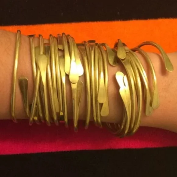 (3) Raw Brass Stacking Bangles | Adjustable - Picture 4 of 5